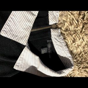 Tommy Hilfiger blue sweater with pinstripe shirt